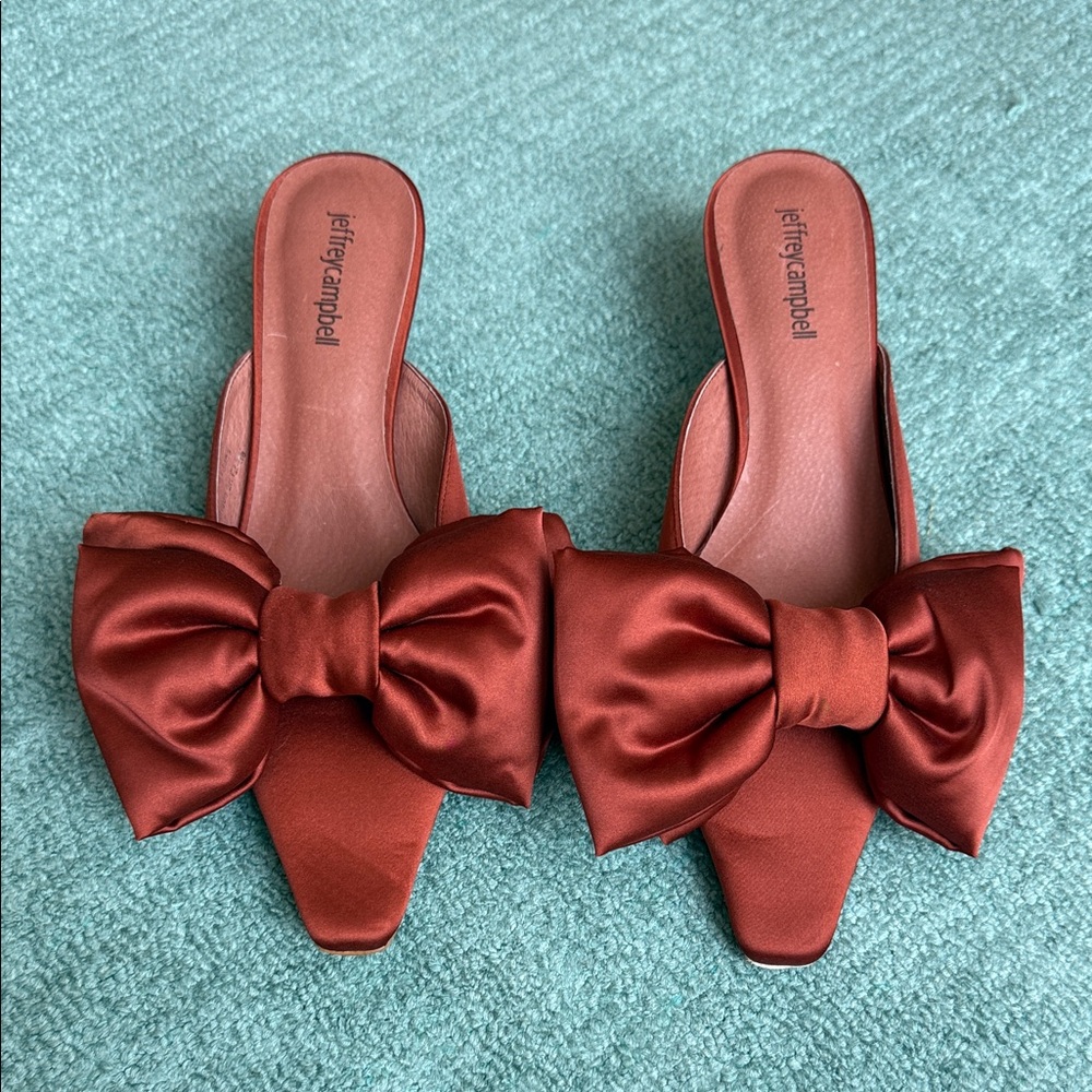 Jeffrey Campbell Rust Bow Mules - size 8.5